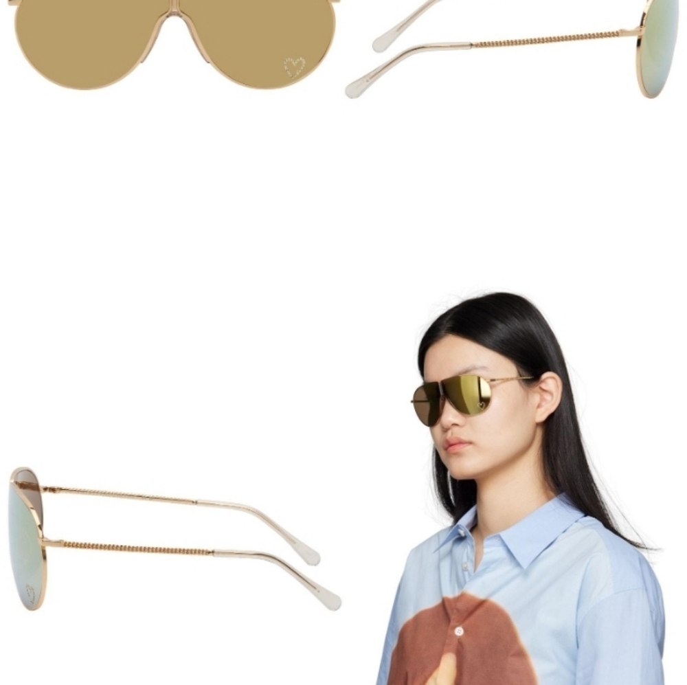 Stella McCartney Gorgeous Gold Metal & Mirrored Aviator Sunglass NWT - Picture 11 of 16